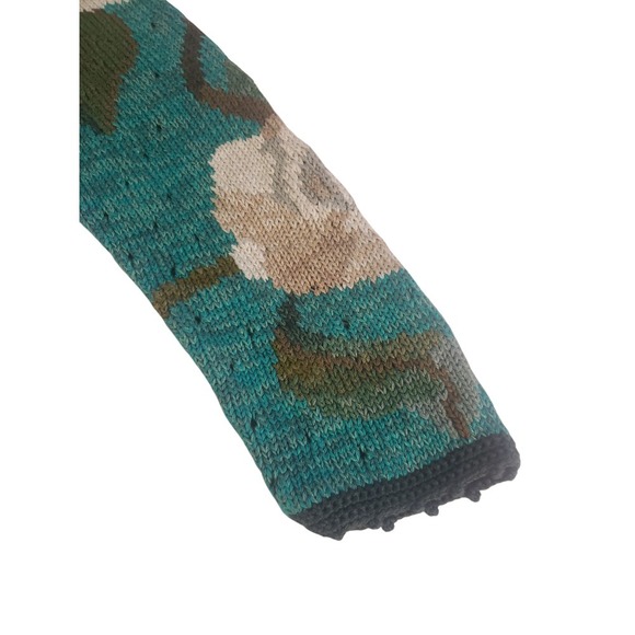 Peruvian Connection Sweater Womens XS Blue Floral Knit Quarter Sleeve Pullover - Picture 6 of 14